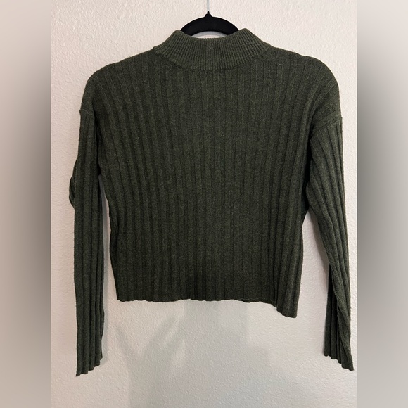 Madewell Mockneck Crop Sweater Green Heather Dark Forest Size XXS. - Picture 5 of 8